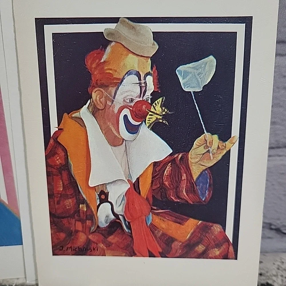 Greeting‎ Cards Blank Inside Notecards Lot Of 6 Clowns Butterflies Victorian Tea